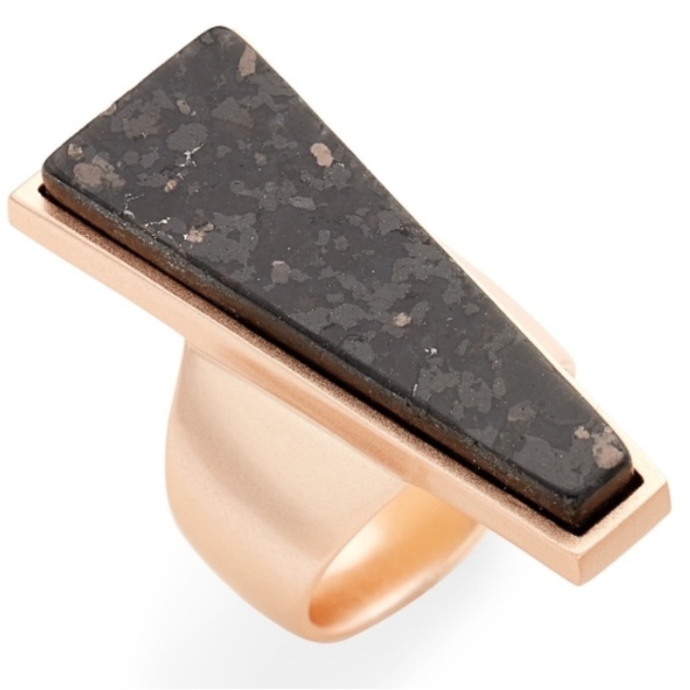 NEW Kendra Scott Collins Cocktail Ring in Rose Gold Black Granite- Size 6